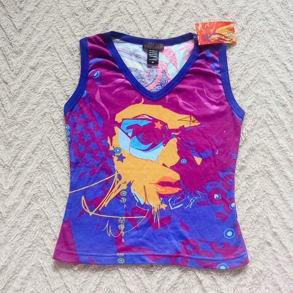 Y2K Deadstock Hayes Euro Rockstar Graphic Top